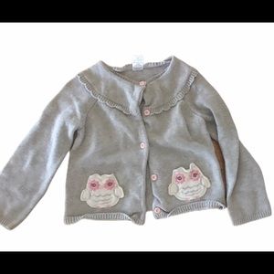 Gymboree grey cardigan for toddler girl with owls
